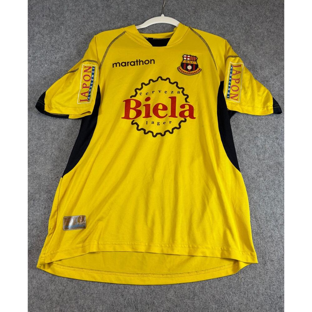 VINTAGE Barcelona Soccer Jersey Shirt Men Yellow Football Marathon Sports Medium